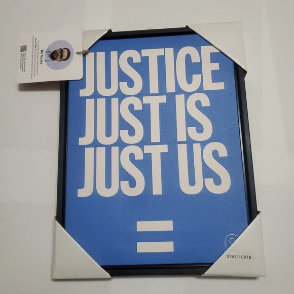 10x13 Justice/Just Is/Just Us. Framed Canvas - Picture 1 of 4